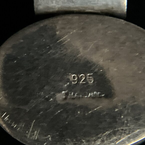 Vintage 925 Sterling Silver Onyx Modernist Slide Pendant 7.3g Artist Signed - Picture 4 of 11